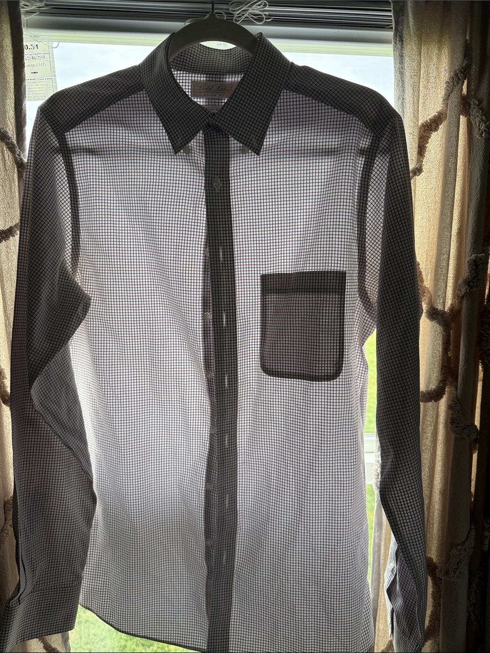 Roundtree & Yorke Black and White Micro-Check Dress Shirt